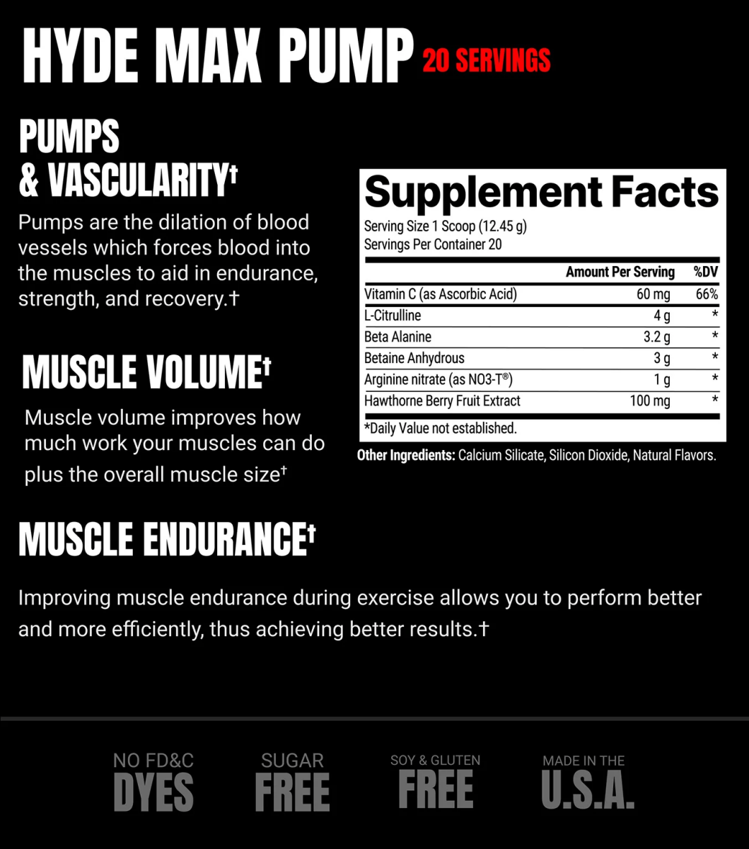 Pro Supps - Hyde Max Pump - Supplements - Fruit Punch - Cave Sports Nutrition