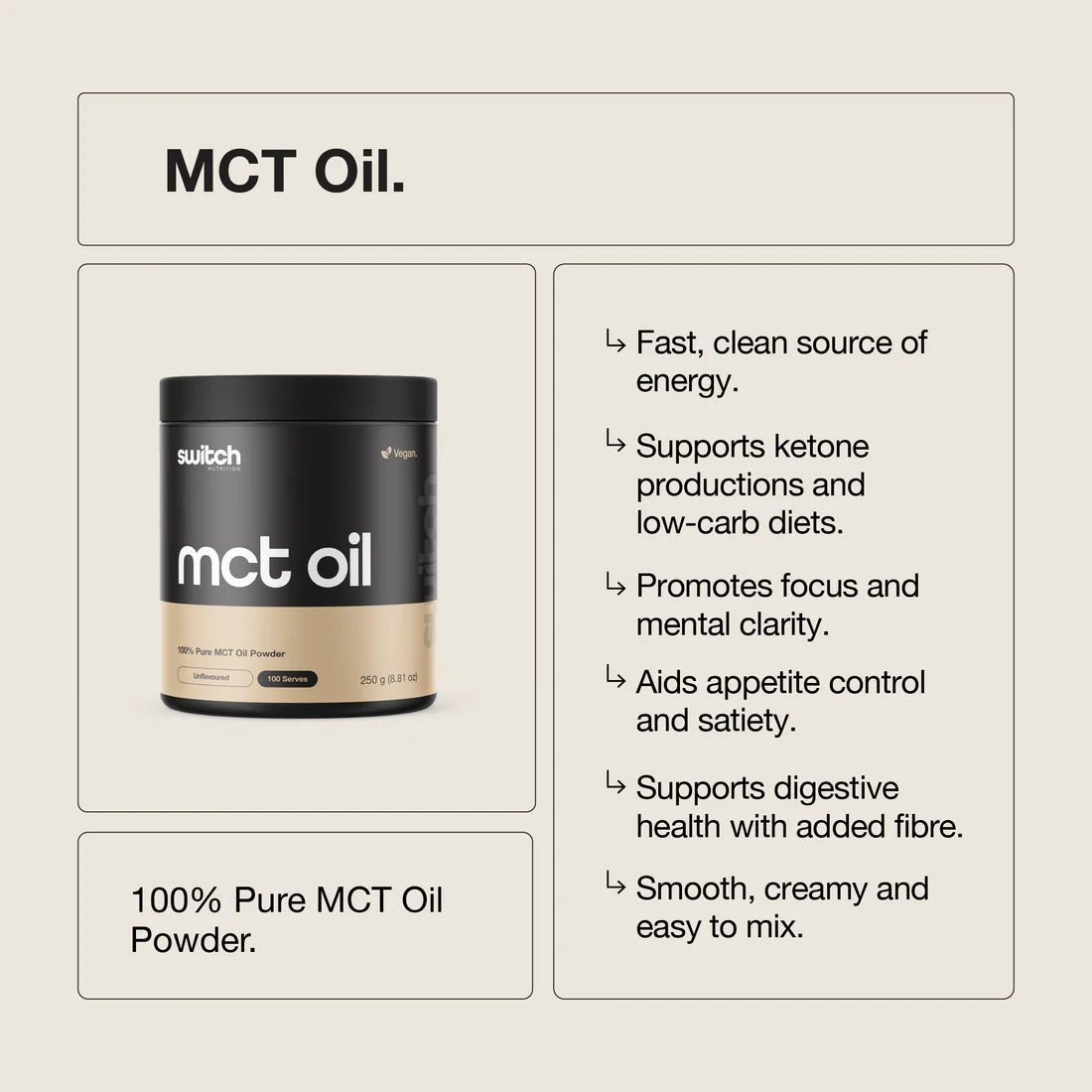 Switch - MCT oil 250g - Supplements - Cave Sports Nutrition