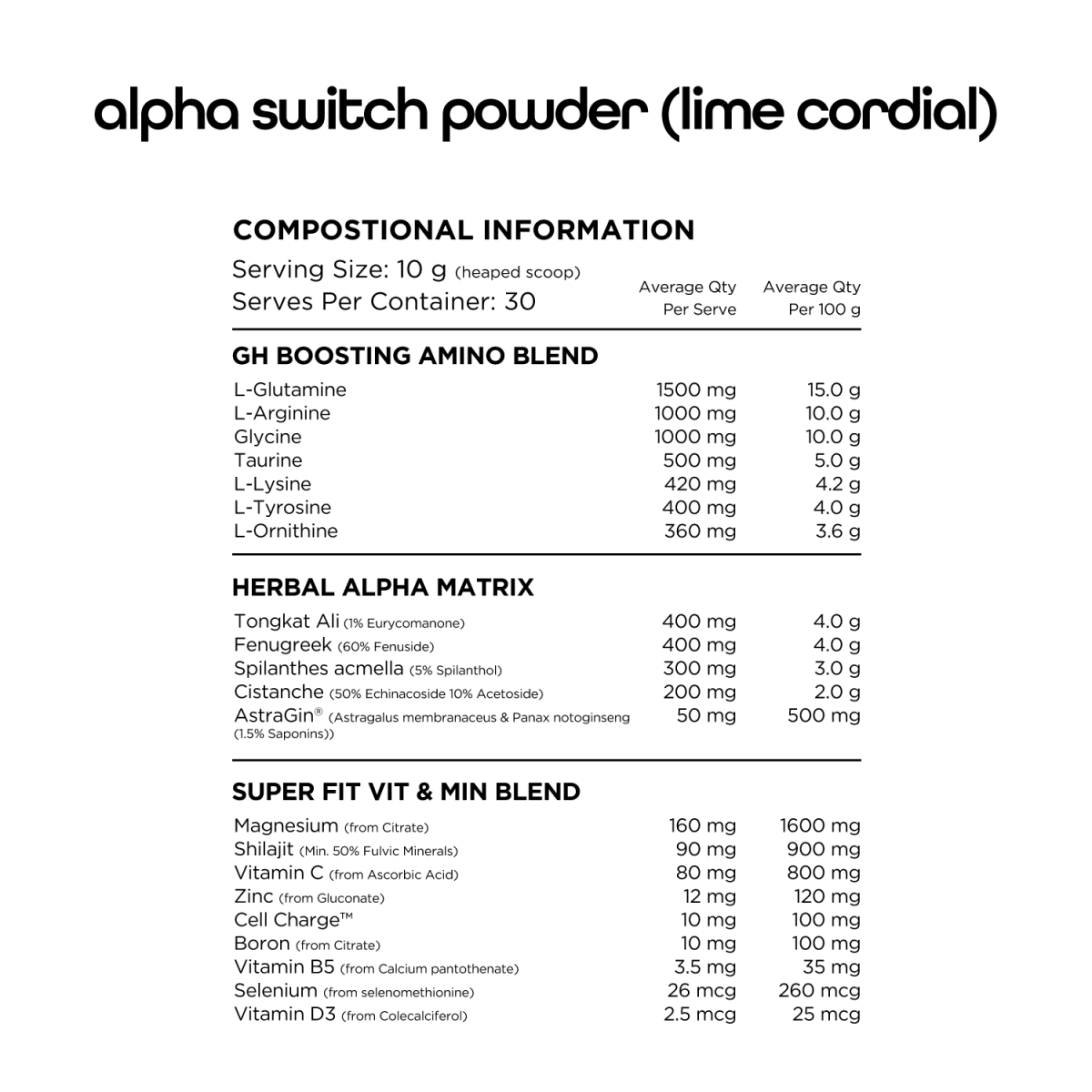 Switch Nutrition - Alpha Switch Powder - Supplements - 30 Serves - Cave Sports Nutrition