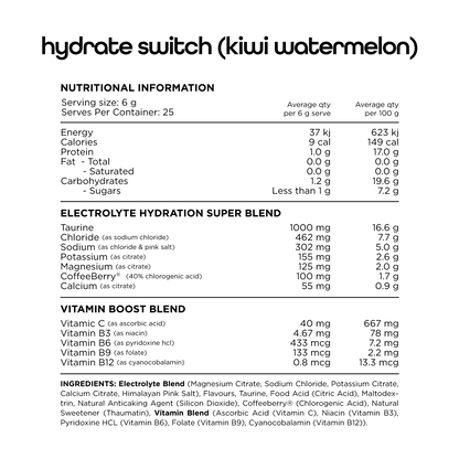 Switch Nutrition - Hydrate Switch - Supplements - 25 Serves - Cave Sports Nutrition