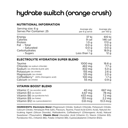 Switch Nutrition - Hydrate Switch - Supplements - 25 Serves - Cave Sports Nutrition