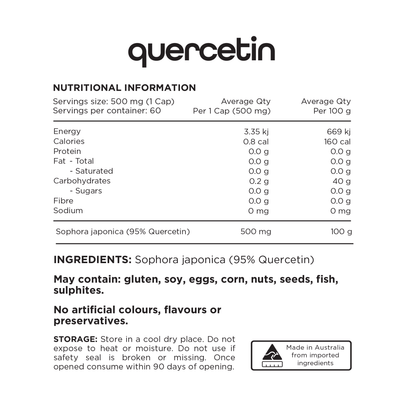 Switch Nutrition - Quercetin (Sophora Japonica) Capsules - Supplements - 60 Serves - Cave Sports Nutrition