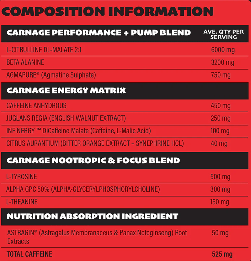 The X Athletics - Dialed Carnage - Supplements - 25 Serves - Cave Sports Nutrition
