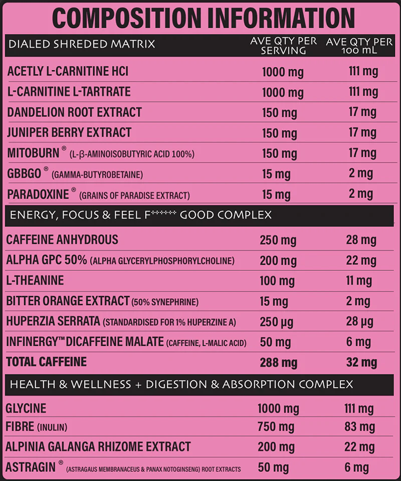 The X Athletics - Dialed Shred - Supplements - 40 Serves - Cave Sports Nutrition