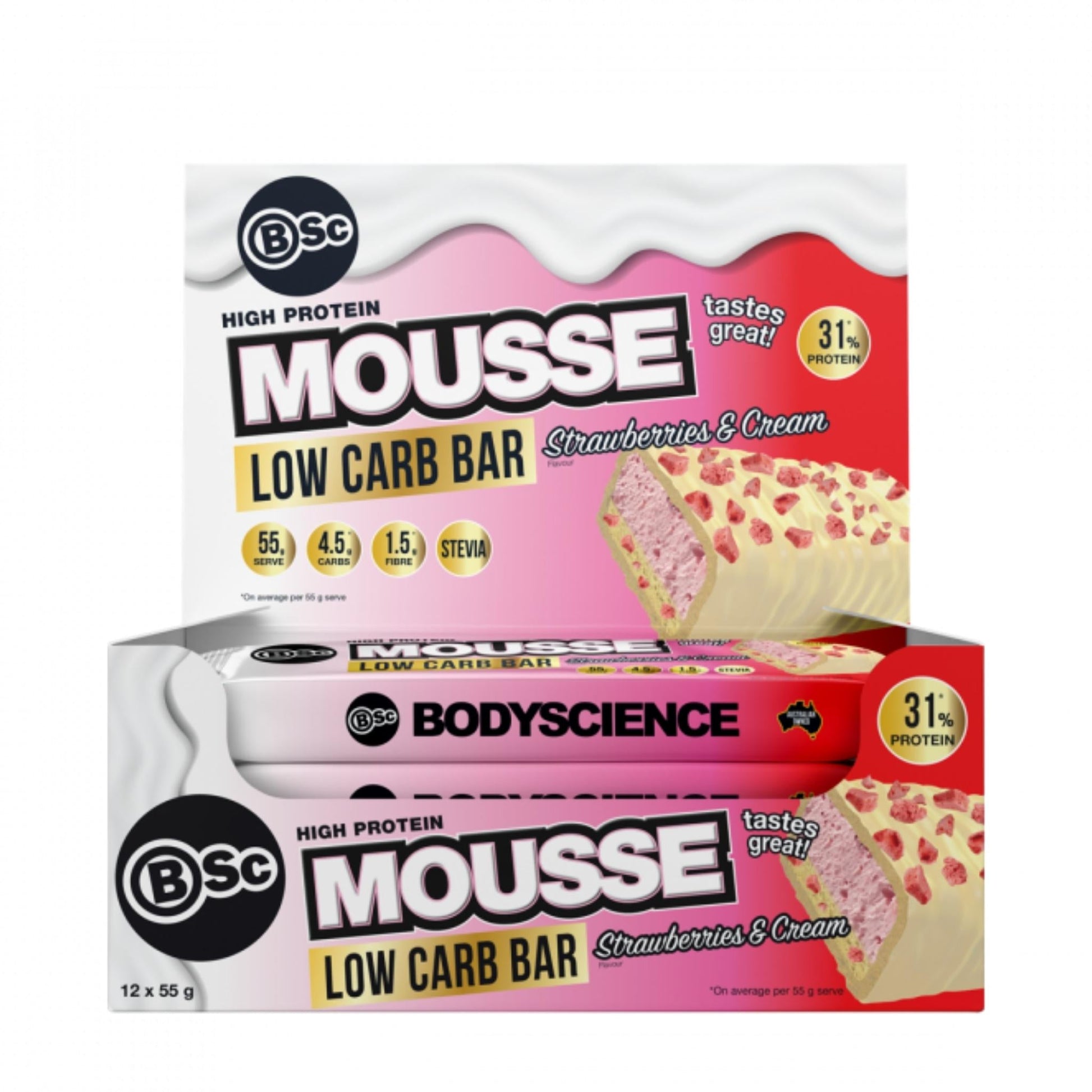 Body Science (BSc) - High Protein Low Carb Mousse Bar - Cafe - 55g - Cave Sports Nutrition