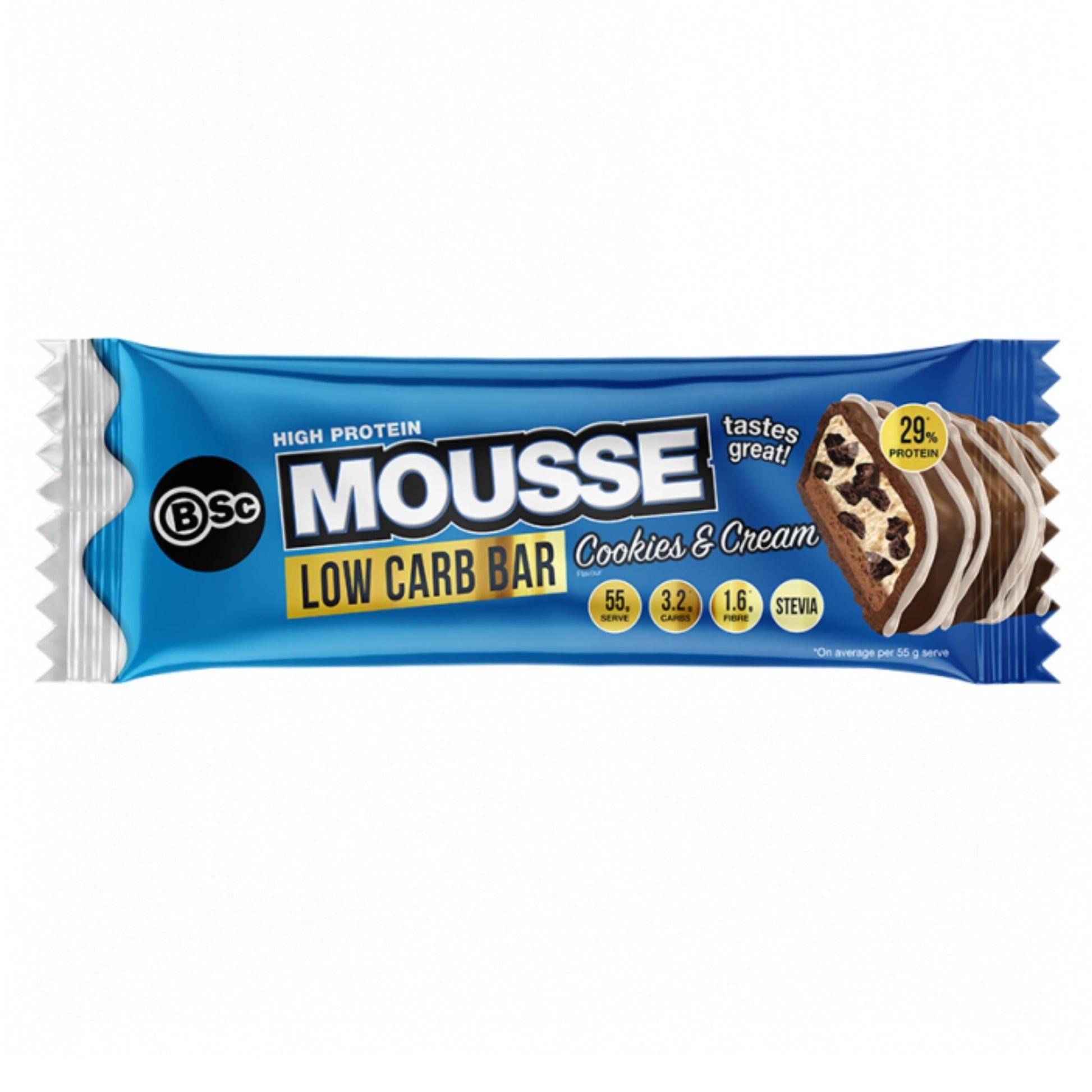 Body Science (BSc) - High Protein Low Carb Mousse Bar - Cafe - 55g - Cave Sports Nutrition