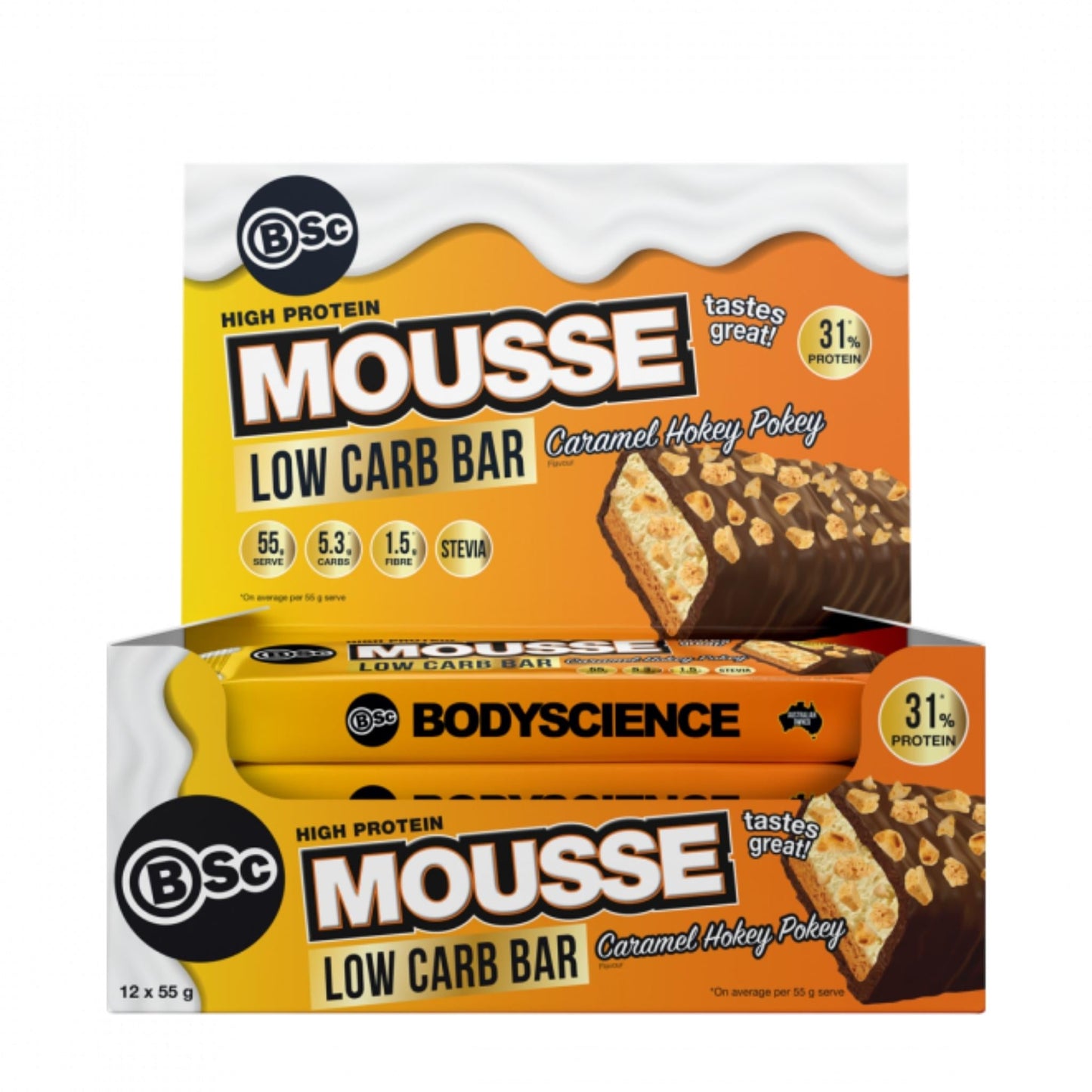 Body Science (BSc) - High Protein Low Carb Mousse Bar - Cafe - 55g - Cave Sports Nutrition