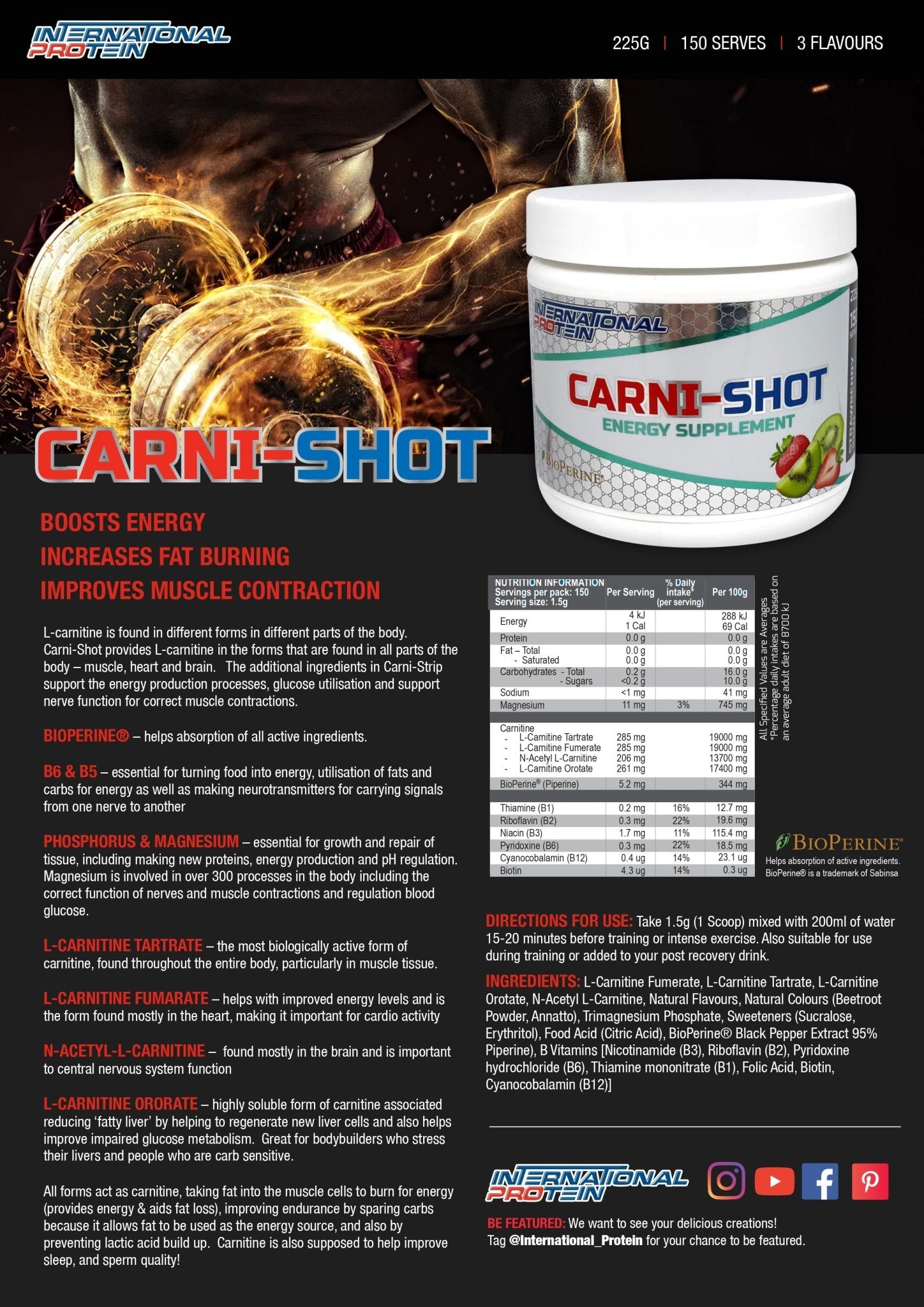 International Protein - Carni - Shot - Supplements - 150 Serves - Cave Sports Nutrition