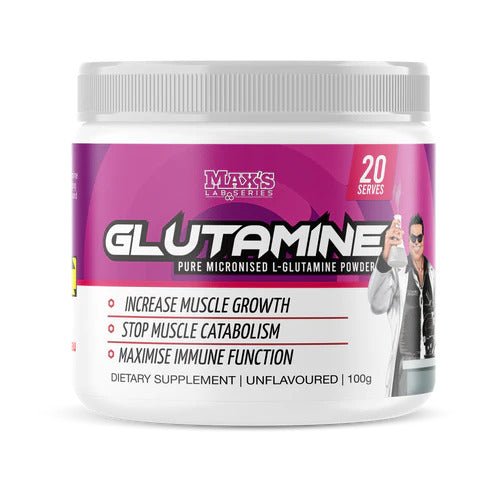 Max's Lab Series - L - Glutamine - Supplements - 20 Serves/100g - Cave Sports Nutrition