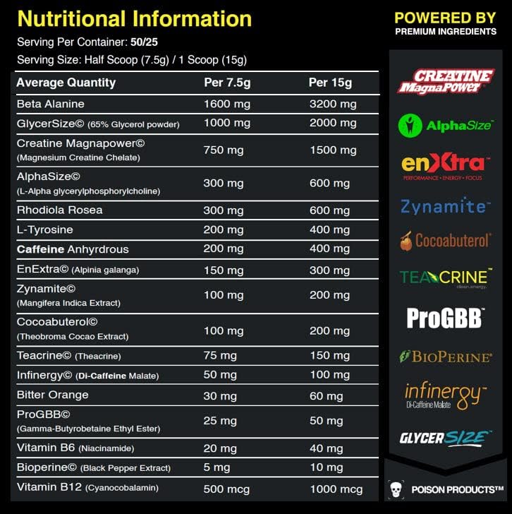 Poison - Pre - Workout - Supplements - 50 Serves - Cave Sports Nutrition