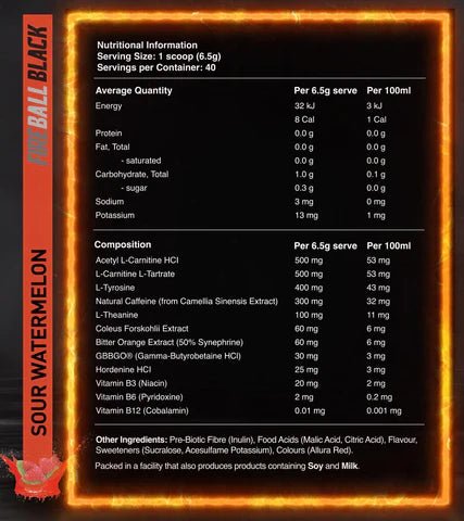 Red Dragon Nutritionals - Fireball Black - Supplements - 40 Serves - Cave Sports Nutrition