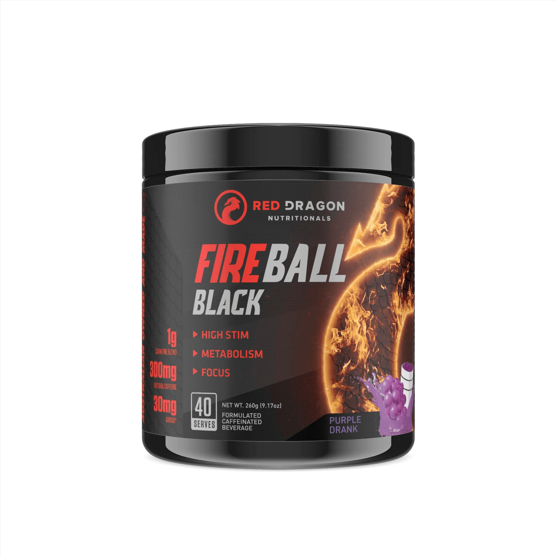 Red Dragon Nutritionals - Fireball Black - Supplements - 40 Serves - Cave Sports Nutrition