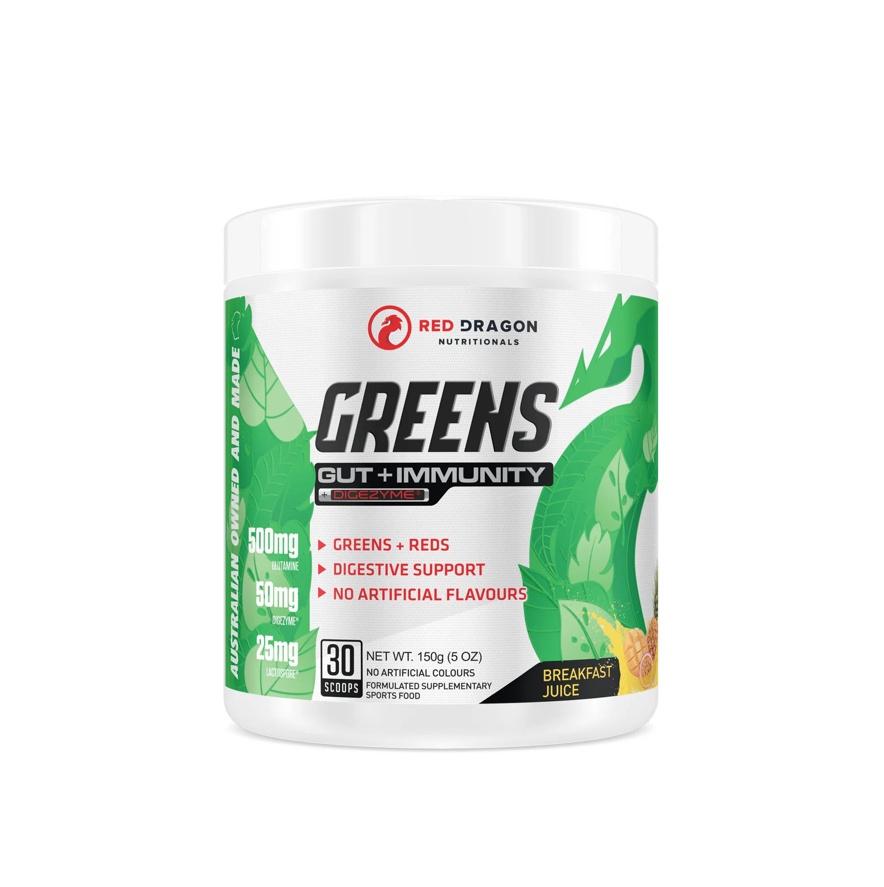 Red Dragon Nutritionals - Greens (Gut + Immunity) - Supplements - 30 Serves - Cave Sports Nutrition