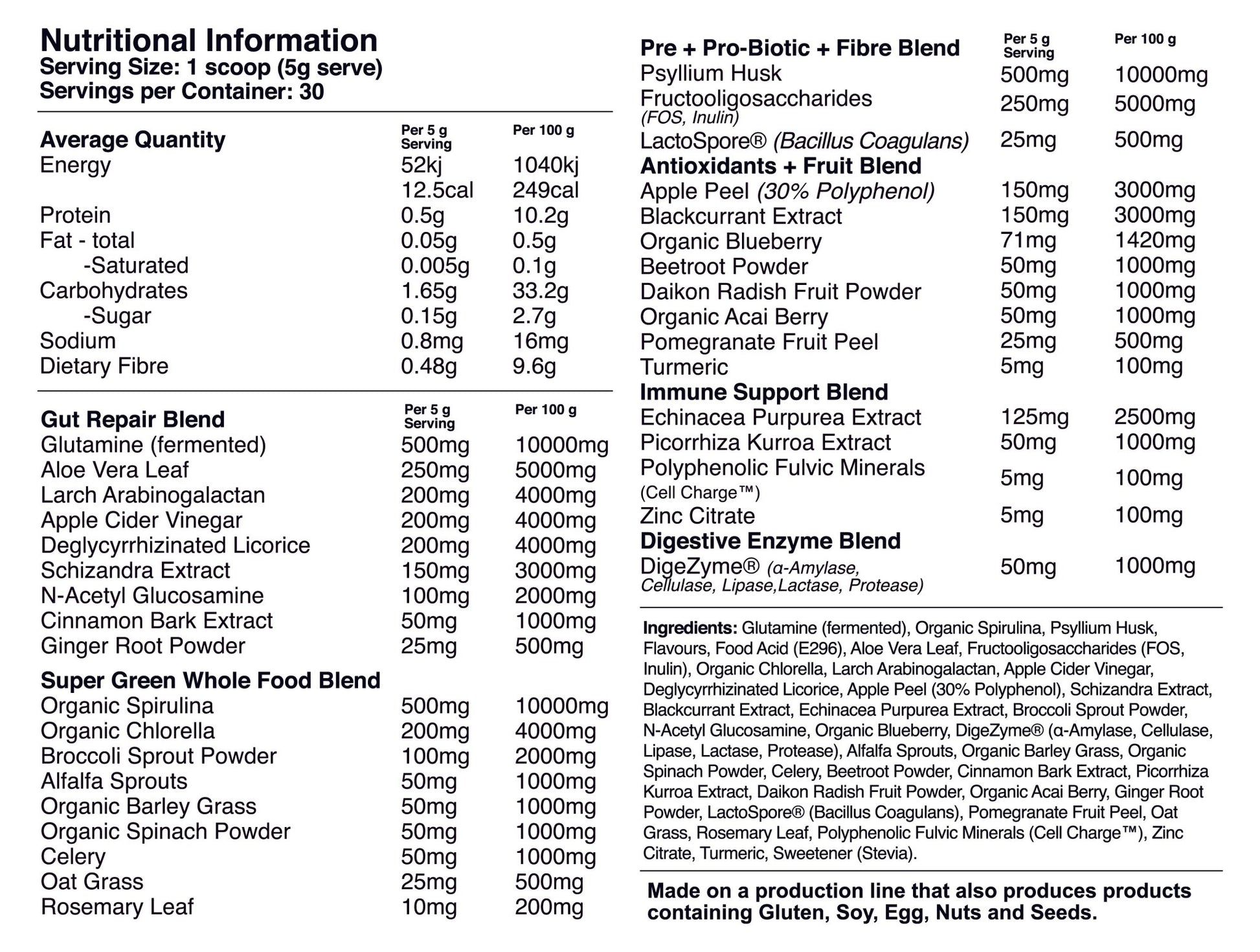 Red Dragon Nutritionals - Greens (Gut + Immunity) - Supplements - 30 Serves - Cave Sports Nutrition