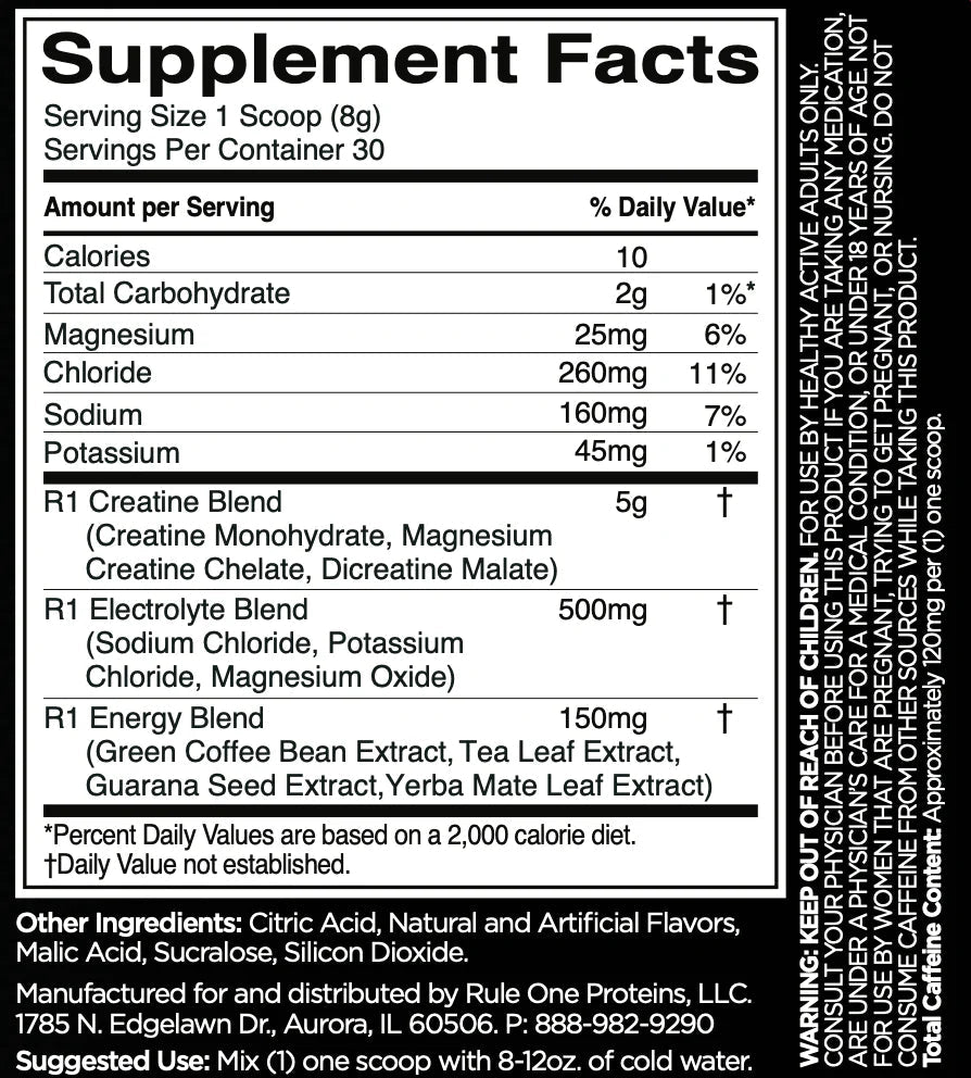 Rule1 Proteins - R1 Charged Creatine - Supplements - 30 Serves - Cave Sports Nutrition