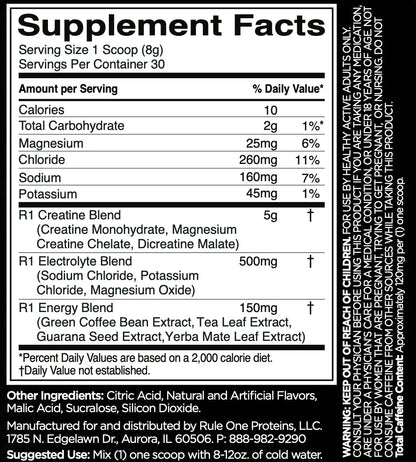 Rule1 Proteins - R1 Charged Creatine - Supplements - 30 Serves - Cave Sports Nutrition