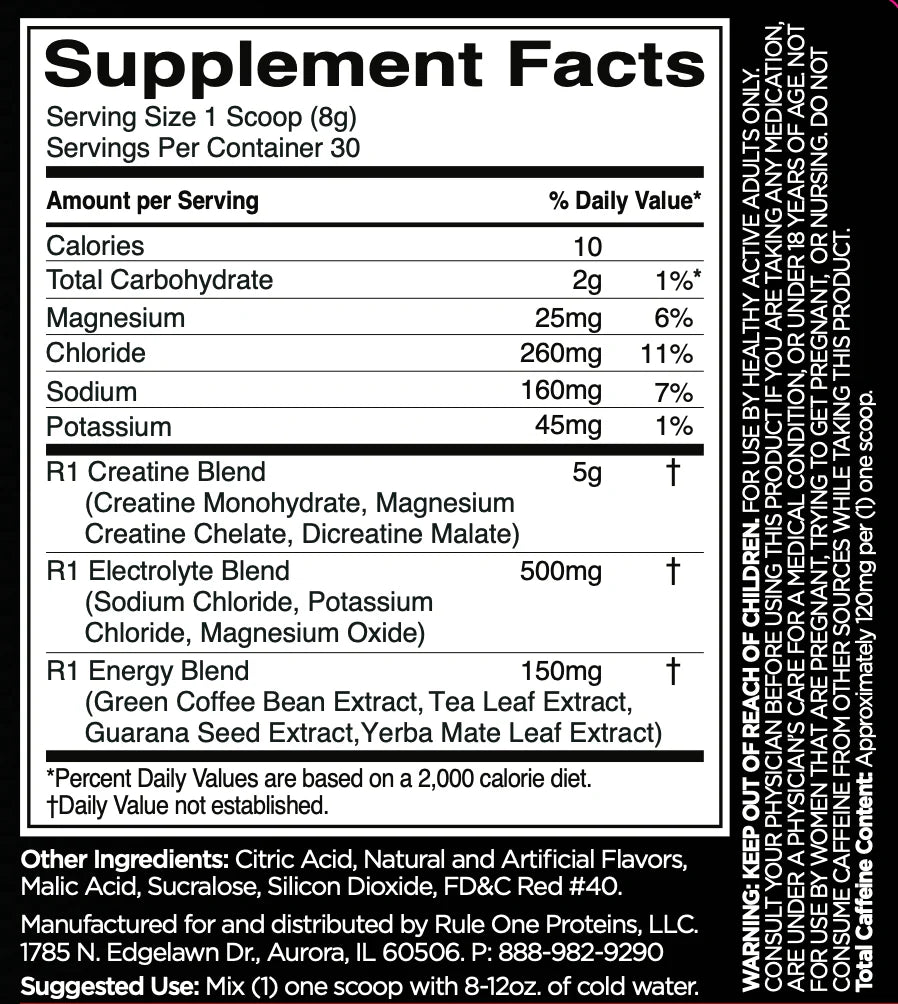 Rule1 Proteins - R1 Charged Creatine - Supplements - 30 Serves - Cave Sports Nutrition