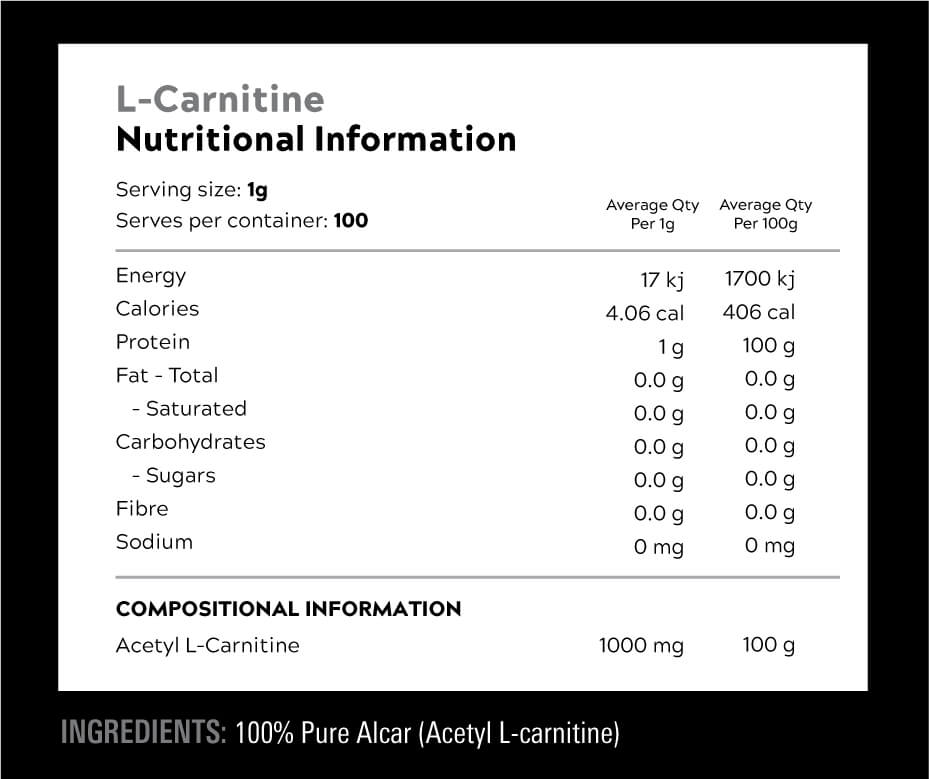 Switch Nutrition - 100% Pure Acetyl L - Carnitine - Supplements - Cave Sports Nutrition