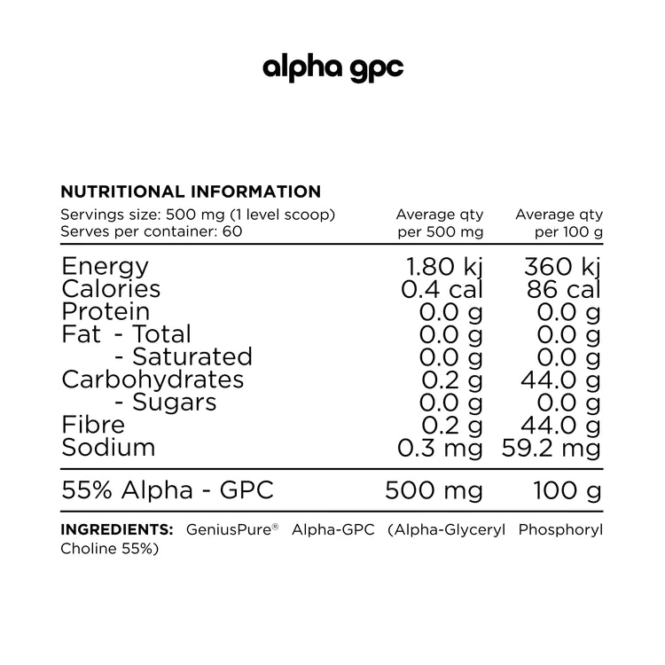 Switch Nutrition - Alpha GPC - Supplements - 60 Serves - Cave Sports Nutrition