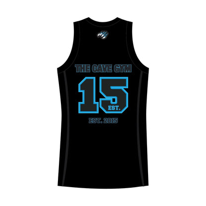 The Cave Gym - Basketball Jersey Embroidered - Merchandise - Black/Blue - Cave Sports Nutrition