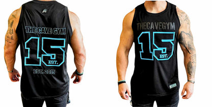 The Cave Gym - Basketball Jersey Embroidered - Merchandise - Black/Blue - Cave Sports Nutrition