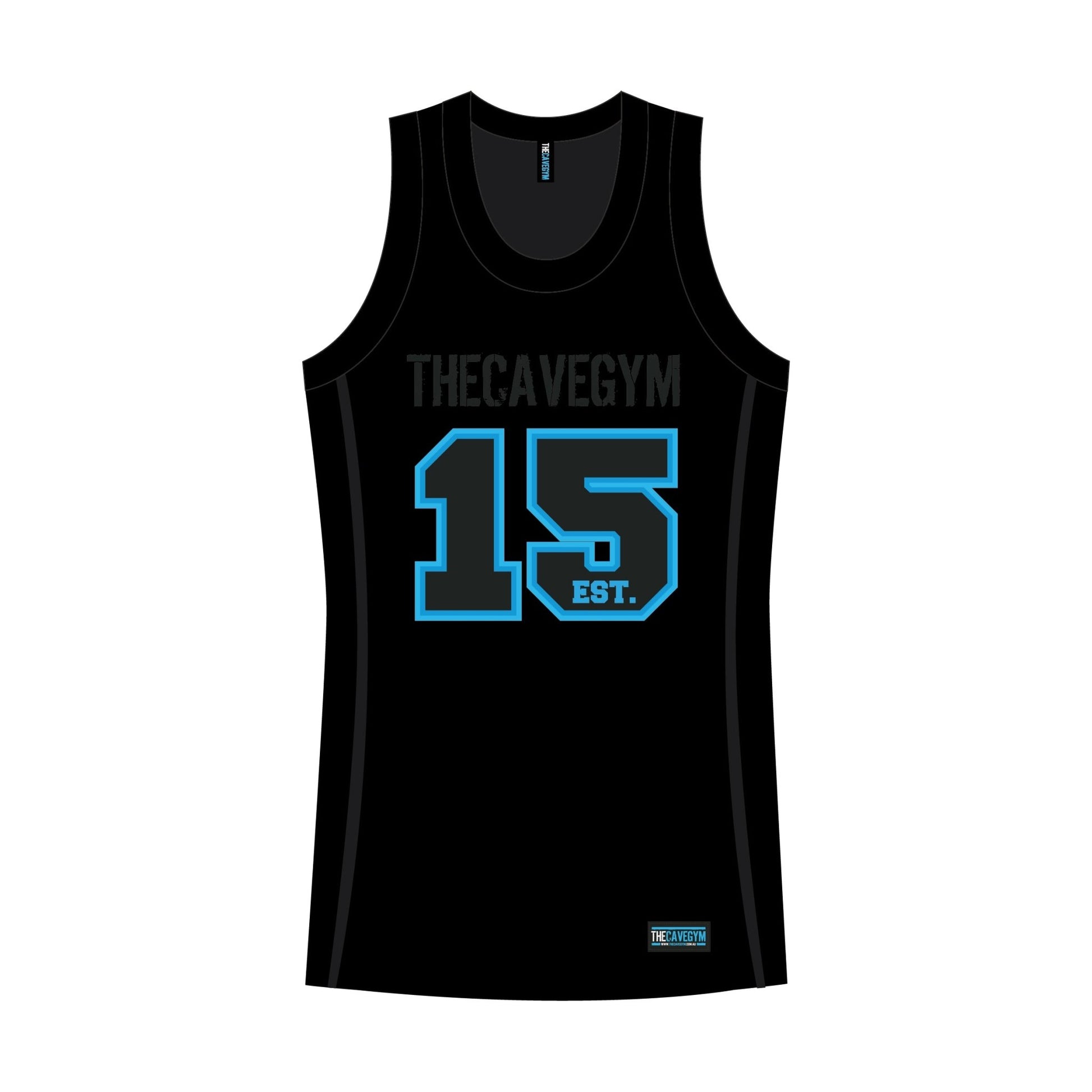 The Cave Gym - Basketball Jersey Embroidered - Merchandise - Black/Blue - Cave Sports Nutrition