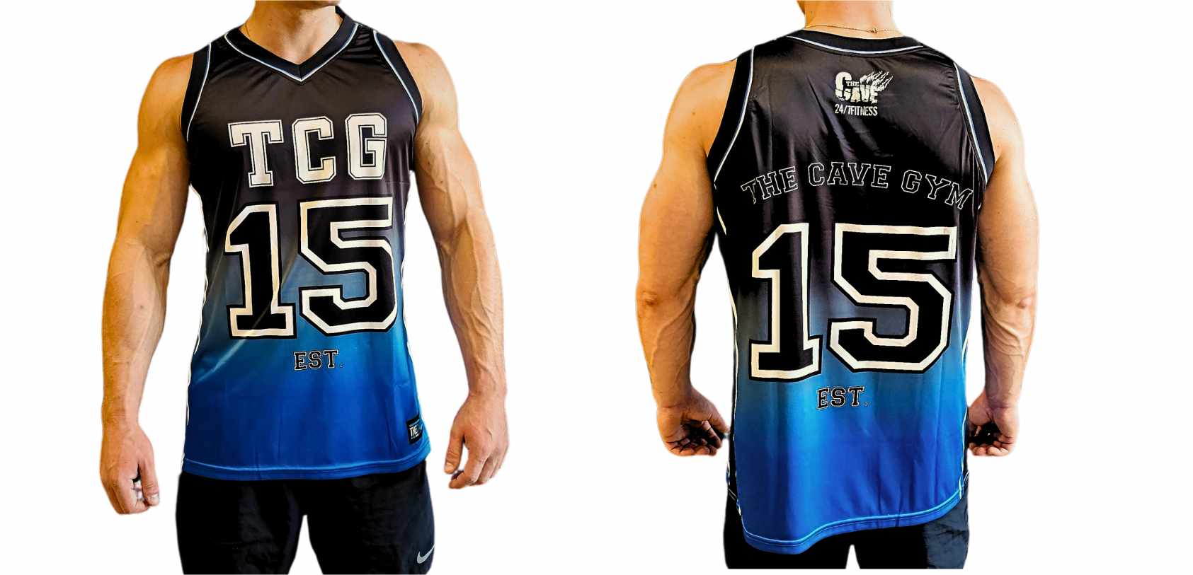 The Cave Gym - Basketball Jersey Sublimated - Merchandise - Black/Blue - Cave Sports Nutrition