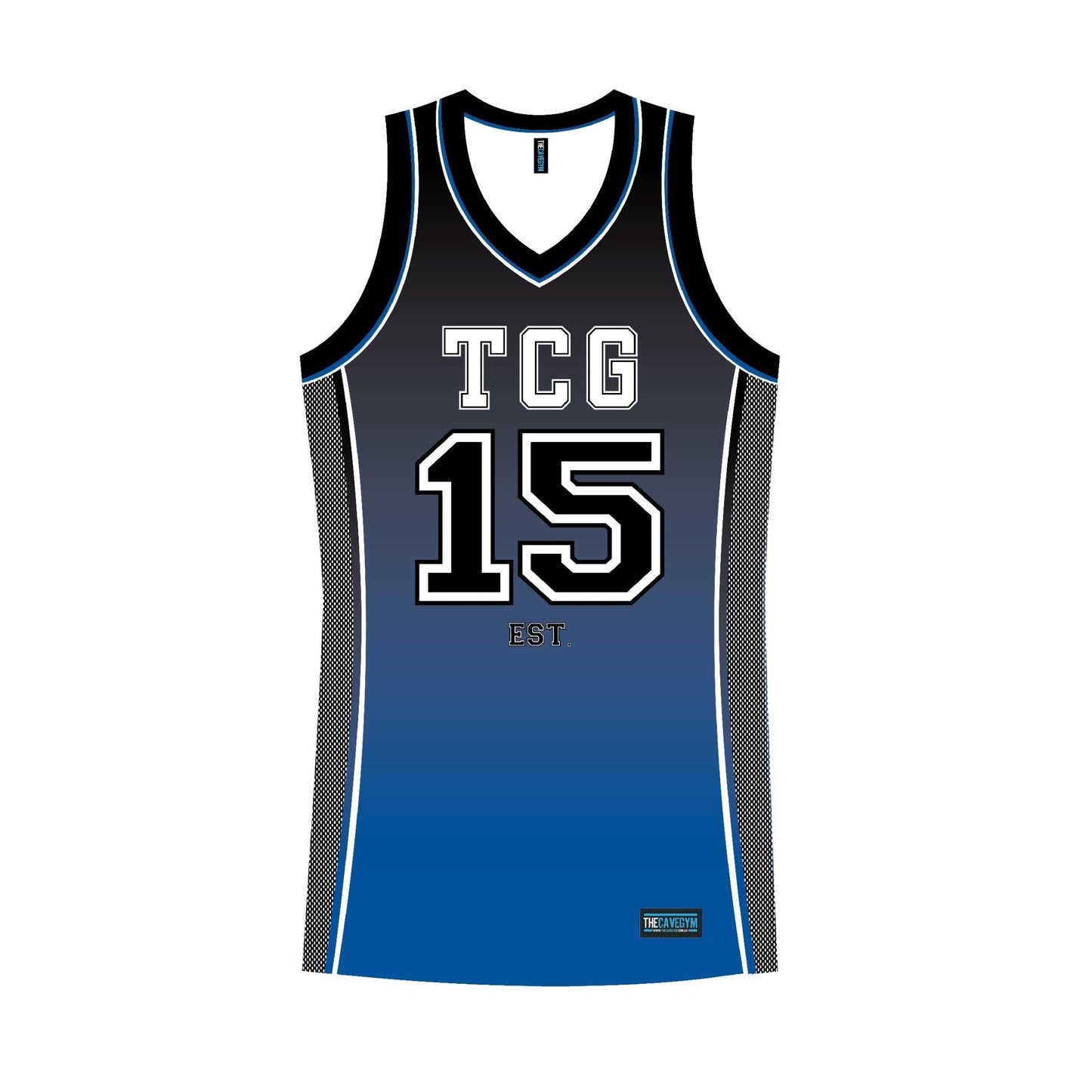 The Cave Gym - Basketball Jersey Sublimated - Merchandise - Black/Blue - Cave Sports Nutrition