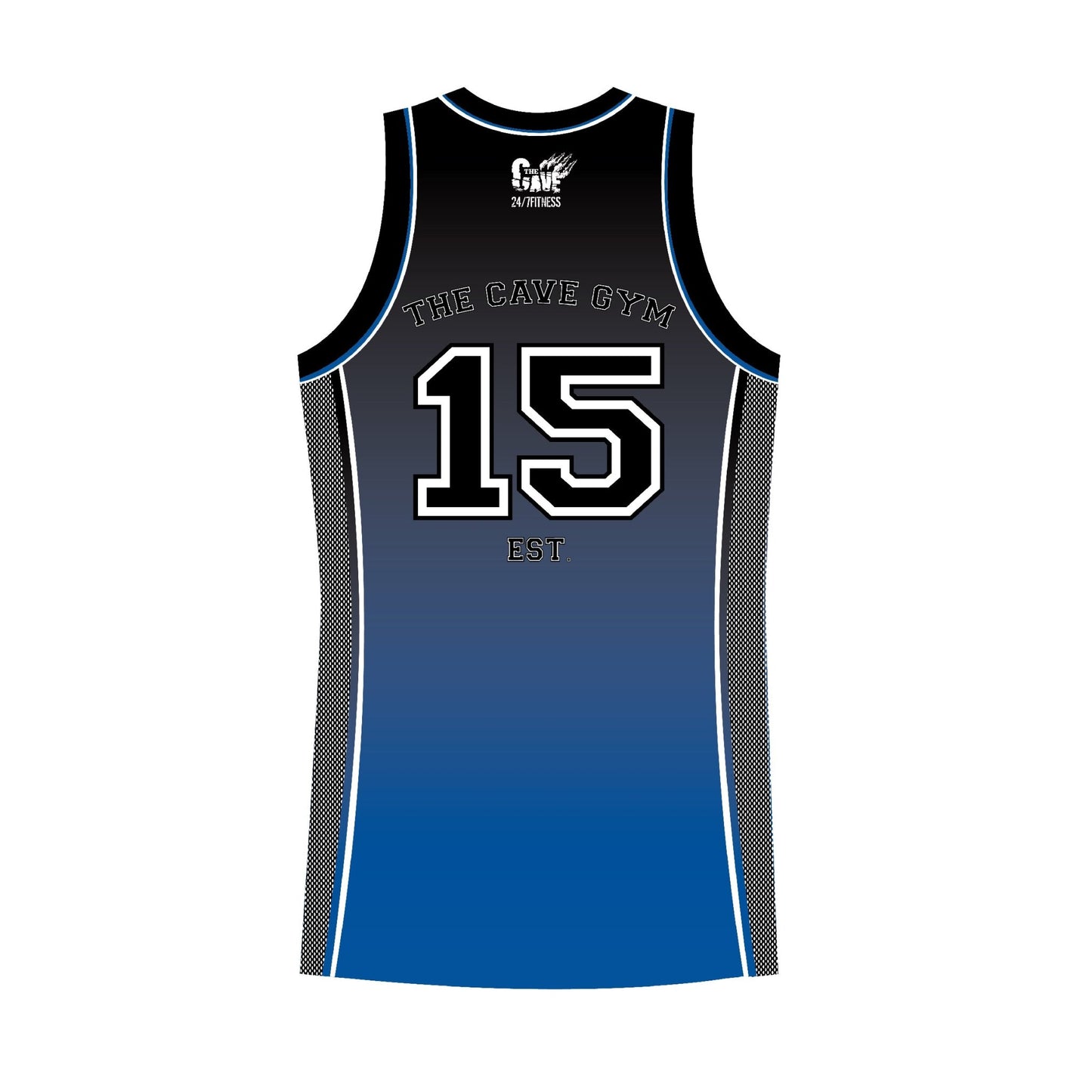 The Cave Gym - Basketball Jersey Sublimated - Merchandise - Black/Blue - Cave Sports Nutrition