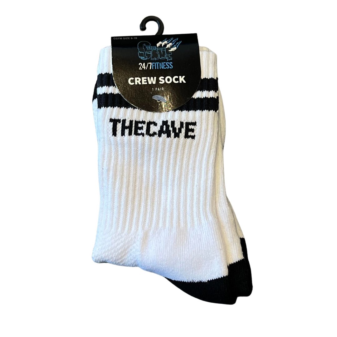 The Cave Gym - Crew Socks - Merchandise - White - Cave Sports Nutrition