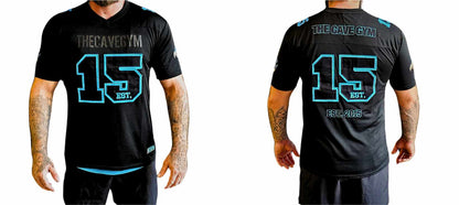 The Cave Gym - Grid Iron Jersey - Merchandise - Black/Blue - Cave Sports Nutrition